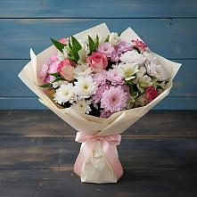 Букет цветов из:  Хризантемы, Альстромерии и Розы в Самаре